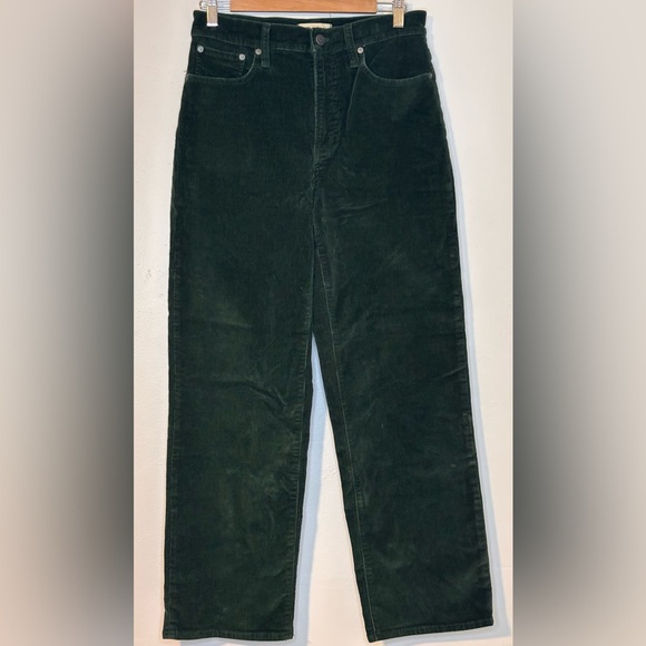 Madewell The Perfect Vintage Wide-Leg Pant Corduroy Edition Forest Green Size 28 - Picture 5 of 16